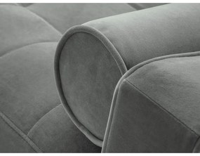 Colțar extensibil din catifea cu șezlong dreapta Milo Casa Santo, gri deschis