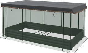 Outsunny Pat înalt cu plasă de protecție pentru păsări și protecție solară, carcasă metalică, 230x110x110 cm, Gri/Verde/Negru | Aosom Romania