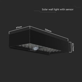 Aplică LED solară cu senzor LED/6W/3,7V IP65 4000K negru