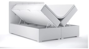 Pat matrimonial Boxspring 180 cm Ronda (alb piele ecologică) (cu sp. depozitare). 1044321