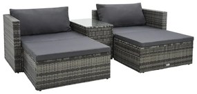 47814 vidaXL Set mobilier de grădină cu perne, 5 piese, gri, poliratan