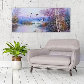 Tablou - Sosirea toamnei, pictură în ulei (120x50 cm)