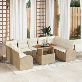 vidaXL Set de canapele pentru grădină cu pernă 10 pcs bej și crem