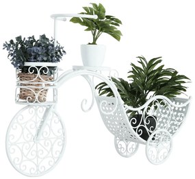 Ghiveci de flori RETRO in forma de bicicleta, alb, ALENTO Alb
