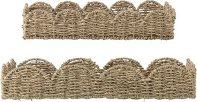 Set 2 tăvi de servire din iarbă de mare împletită, natur, cu margine ondulată, 35x24x7 cm și 45x35x8 cm, „Brea"