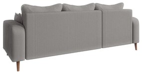 Colțar gri deschis cu tapițerie din catifea reiată (cu colț pe partea stângă ) Beata – Ropez