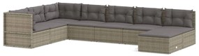 3187184 vidaXL Set mobilier de grădină cu perne, 8 piese, gri, poliratan