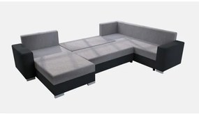 Canapea extensibilă în U YORK, tapițată, universală, gri/negru