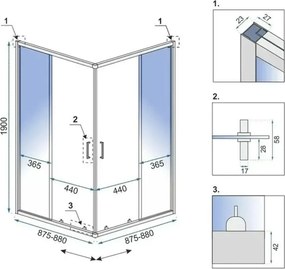 Cabina de dus Rea City 90x90 Brush Copper