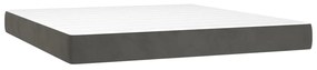 Pat box spring cu saltea, gri inchis, 160x200 cm, catifea Morke gra, 160 x 200 cm, Benzi orizontale