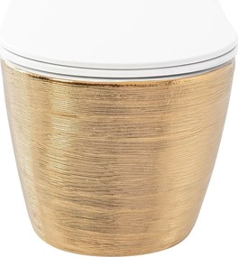 Vas WC suspendabil Rea Carlo Mini Tornado NF WHITE BRUSH GOLD