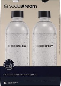 Set de sticle pentru carbonatare SodaStream Jet, 1 l, 2 buc., fără BPA, potrivite pentru mașina de spălat vase, negru