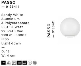 Aplica exterior cu iluminat jos LED IP65 PASSO alb