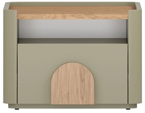 Noptieră Amilio 50 cm - eucalipt / stejar baltic dune / mânere stejar natural