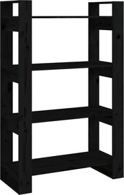 vidaXL Bibliotecă/Separator cameră negru 80x35x125 cm lemn masiv pin