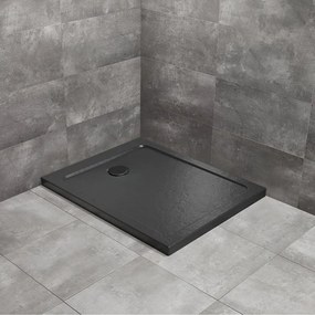 Cadita dus dreptunghiulara Radaway Doros F Stone 130x80 cm acril negru