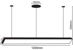 Lustră LED pe cablu LED/32W/230V 4000K d. 120 cm negru