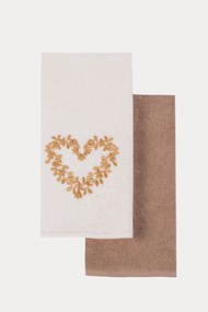 Prosoape de bucătărie HEART, 2 buc Crem-Bej / Cream-Beige Set (2 buc, 40x60 cm)