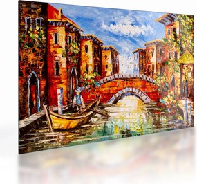 Tablou pe sticlă - Pictură în ulei a orașului III. (70x50 cm)