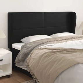 vidaXL Tăblie de pat cu aripioare, negru, 203x23x118/128 cm, piele eco