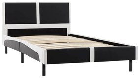 280287 vidaXL Cadru de pat, negru și alb, 90 x 200 cm, piele ecologică