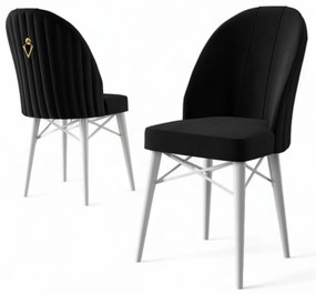 Set 4 scaune haaus Ritim, Negru/Alb, textil, picioare metalice