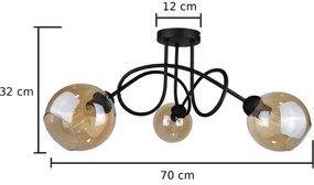 Lustră pe cablu VENUS BLACK 3xE27/60W/230V