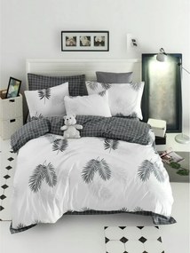 Set lenjerie pat PIPONG, alb/negru, bumbac/poliester, 200x220 cm, cu c