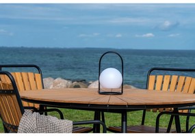 Masă de grădină Cleveland, tec, naturală, cu picioare negre 130x74 cm