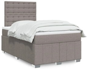 vidaXL Pat box spring cu saltea, taupe, 120x190 cm material textil