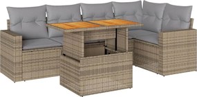 vidaXL Set canapele de grădină cu perne, 6 piese, bej, poliratan