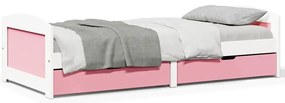 vidaXL Pat de zi cu 2 sertare fără saltea „IRUN” alb și roz 90x200 cm