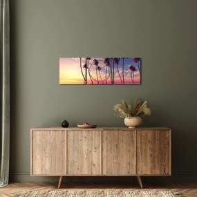 Tablou cu palmieri deasupra mării (cu ceas) (90x30 cm)