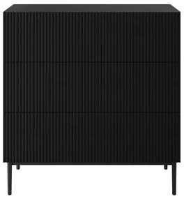 Comoda Nicole cu trei sertare cu picioare metalice 100 cm - negru mat / picioare negre