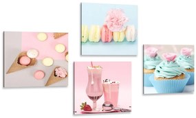 Set tablouri delicatețe dulce cu băutură