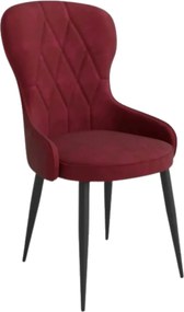 Scaun bucatarie visiniu/negru K366, stofa catifelata/metal, 52x58x92 c