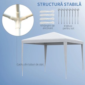 Outsunny Foisor de Grădină 3x3 Impermeabil pentru Petreceri Cadru Oțel Exterior Interior 2.7x2.7m Alb | Aosom Romania