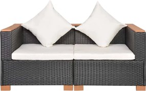 vidaXL Canapea de grădină, negru, poliratan