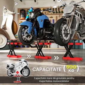 HOMCOM Cric Motocicletă Reglabil și Pliabil din Oțel, Capacitate 500kg | Aosom Romania