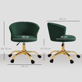 Vinsetto Scaun de birou, scaun de birou ergonomic reglabil în înălțime, scaun pivotant, picior din oțel, verde | Aosom Romania