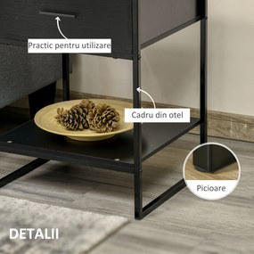 HOMCOM Noptieră Modernă cu Raft și Sertar, Dulap de Depozitare pentru Dormitor, Design Elegant, Alb | Aosom Romania