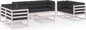 vidaXL Set mobilier de grădină cu perne, 8 piese, lemn masiv de pin