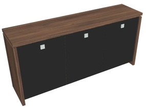 Dulap mic Verno 188 x 46 x 90 cm, uși de sticlă, nuc / negru