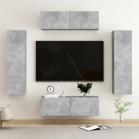 3079087 vidaXL Set de dulapuri TV, 4 buc., gri beton, lemn prelucrat