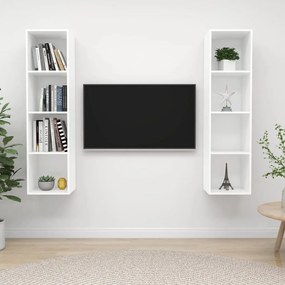 vidaXL Dulapuri TV suspendate, 2 buc. alb, lemn prelucrat