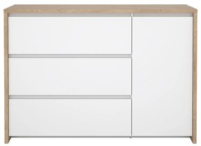 Comodă albă-în culoare naturală cu aspect de lemn de stejar 119x84x48 cm Next – Tvilum