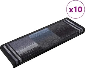 vidaXL Covorașe de scări autoadezive, 10 buc., negru și gri, 65x21x4cm