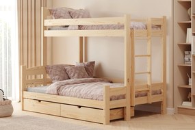 Pat supraetajat Lovic 90x200/120x200 cu sertare dreapta - pin