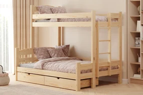 Pat supraetajat Lovic 90x200/120x200 cu sertare dreapta - pin