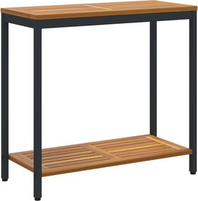 vidaXL Masă de exterior cu depozitare Natural și Negru 80 x 35 x 75 cm